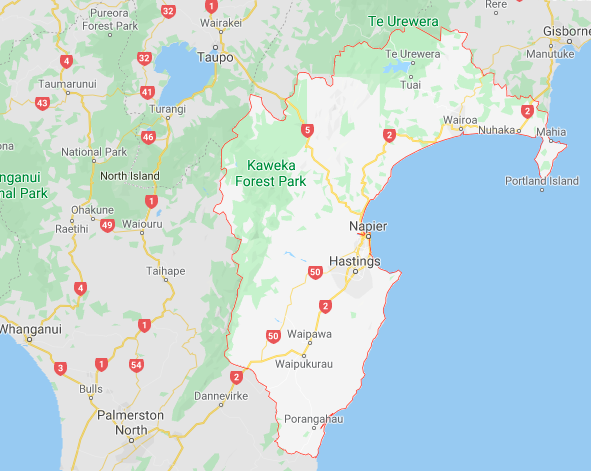 a screenshot of hawkes bay map from google maps 